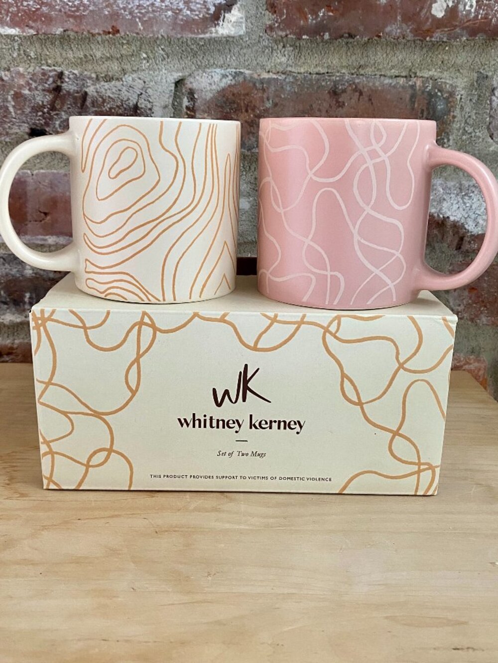 Whitney Kerney: Set of 2 Mugs, Ivory and Pink, Brand New in Original Packaging.